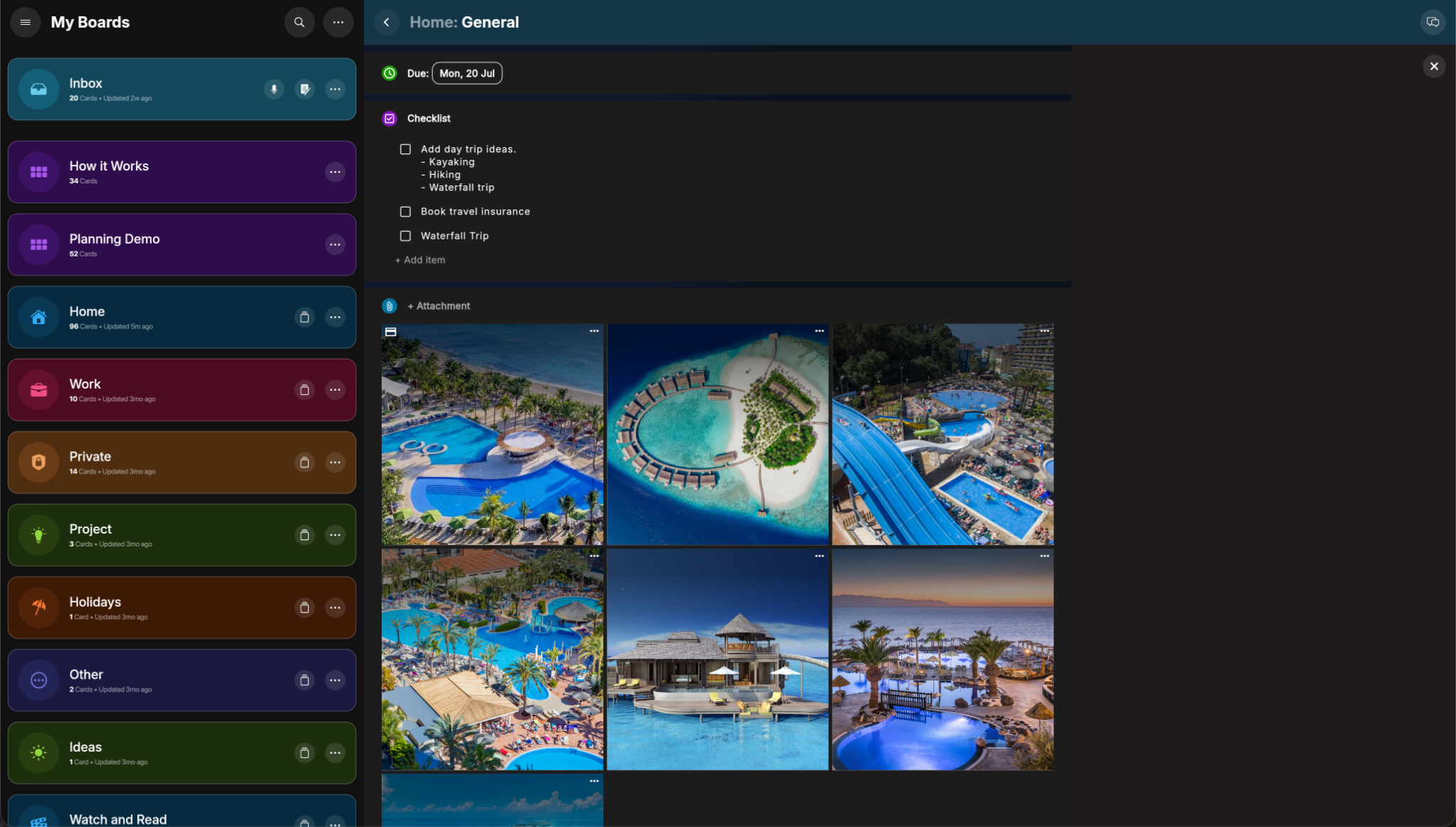 Desktop inside card view