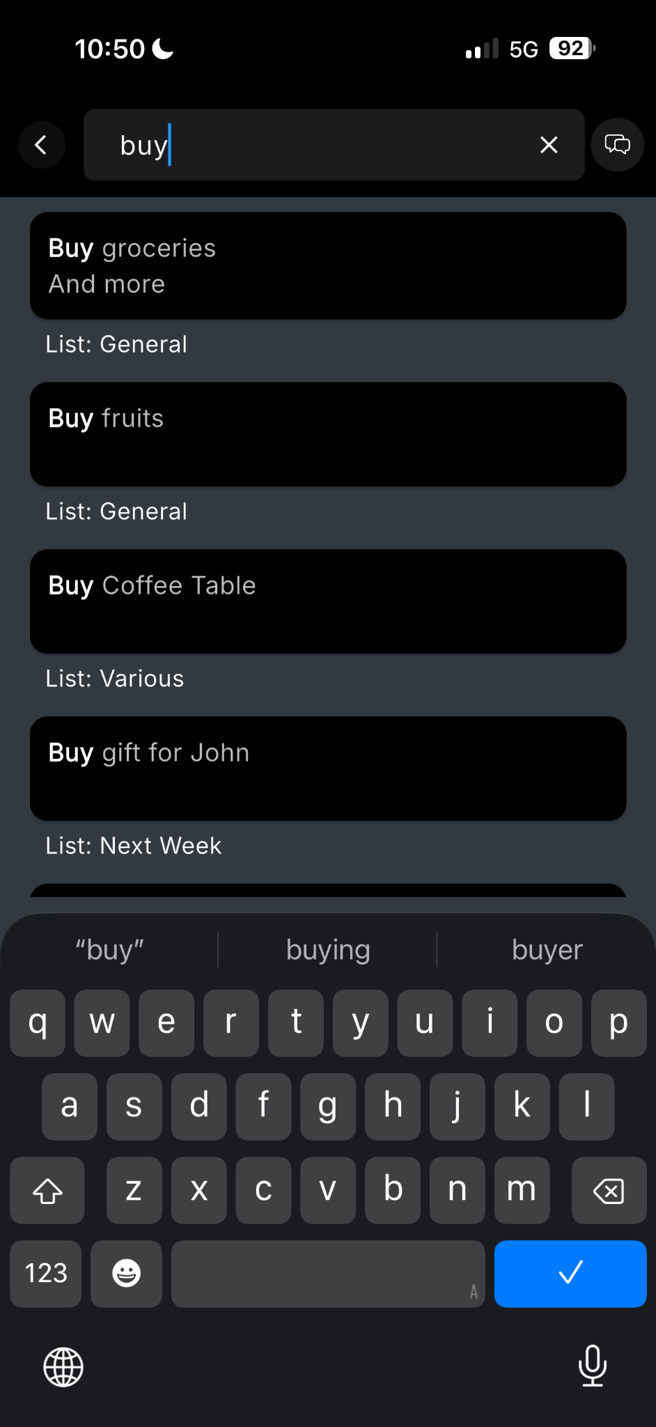 Placeholder for search