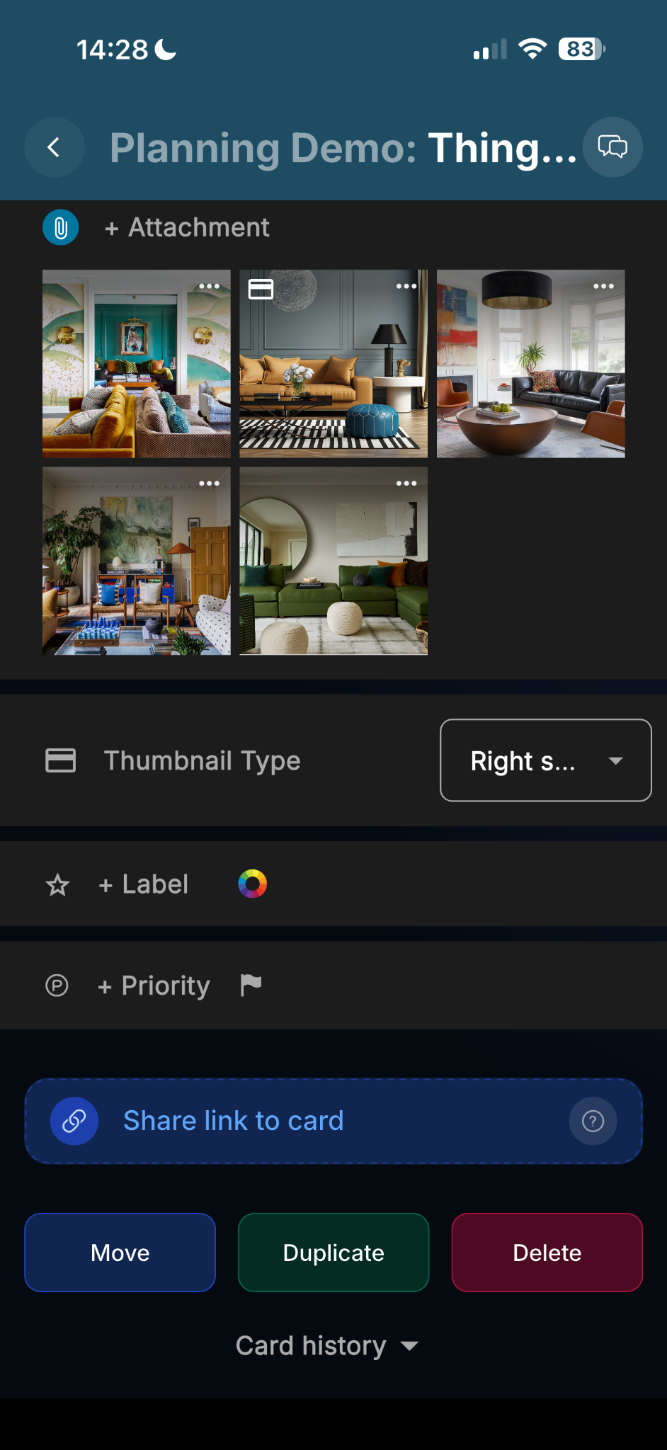 Share card by public link