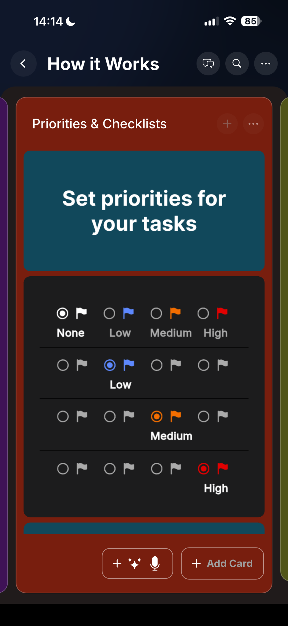 Priorities and checklists