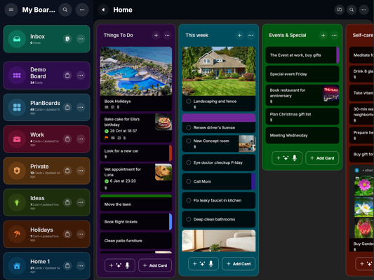 PlanBoards tablet view